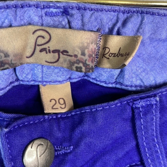 PAIGE Roxbury Purple Skinny Ankle Jeans Blue Pop of Colour Stretch USA Retro 29 - Picture 7 of 12